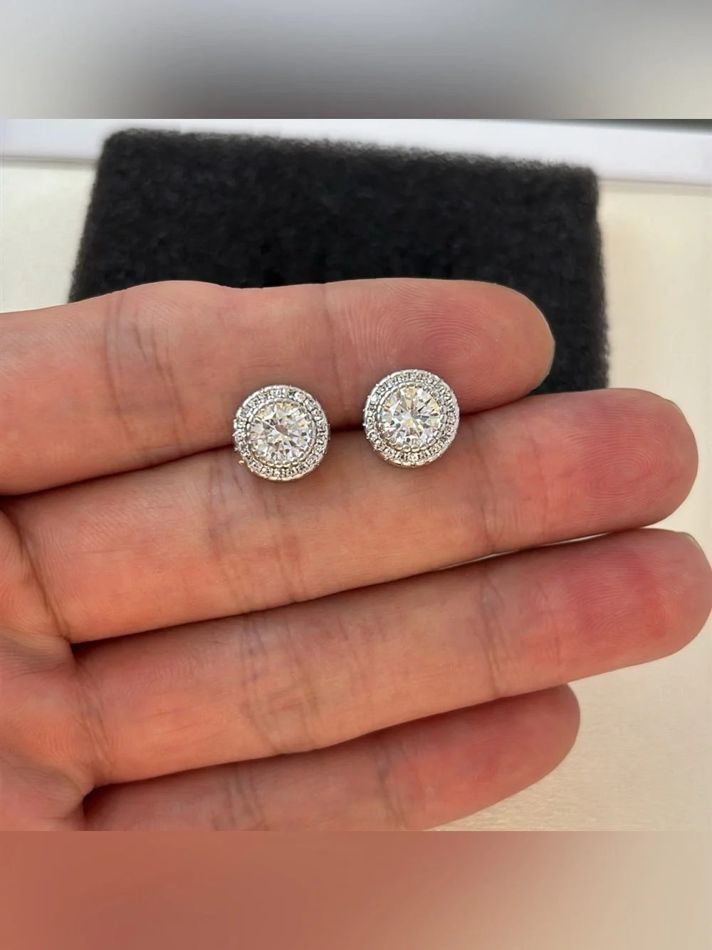 10mm CZ Stud Earrings for Men Women Streetwear Hip Hop Punk Unisex Earrings